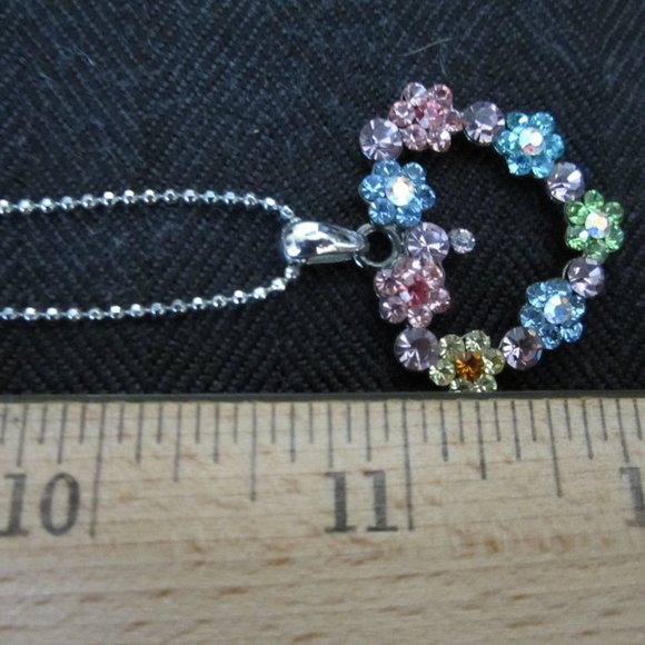 Cookie Lee Spring Bouquet Heart Crystal Necklace - Picture 3 of 6